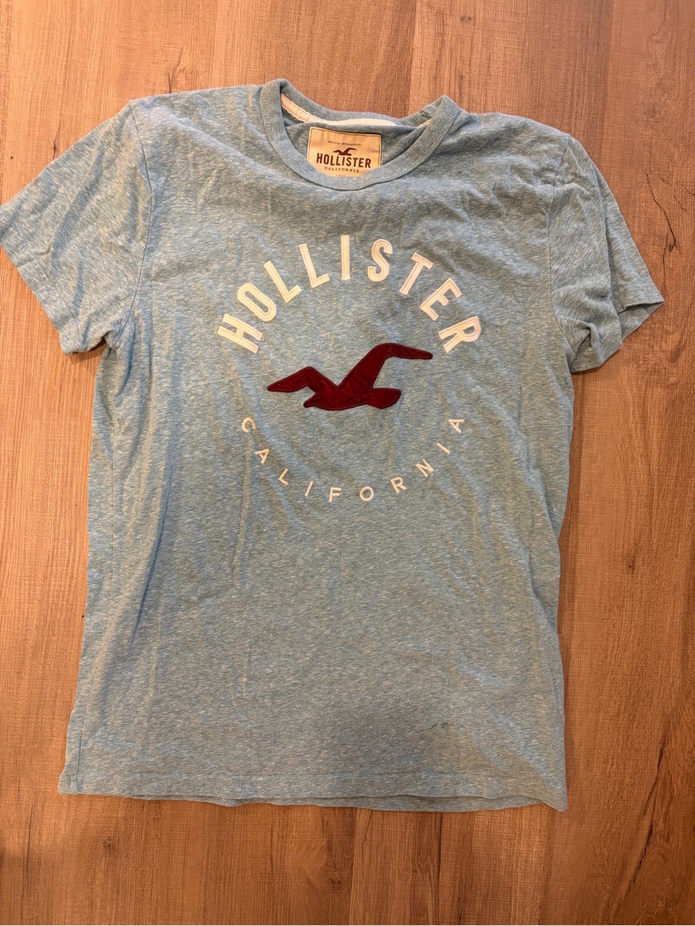 Hollister Light Blue Tee with Maroon Logo